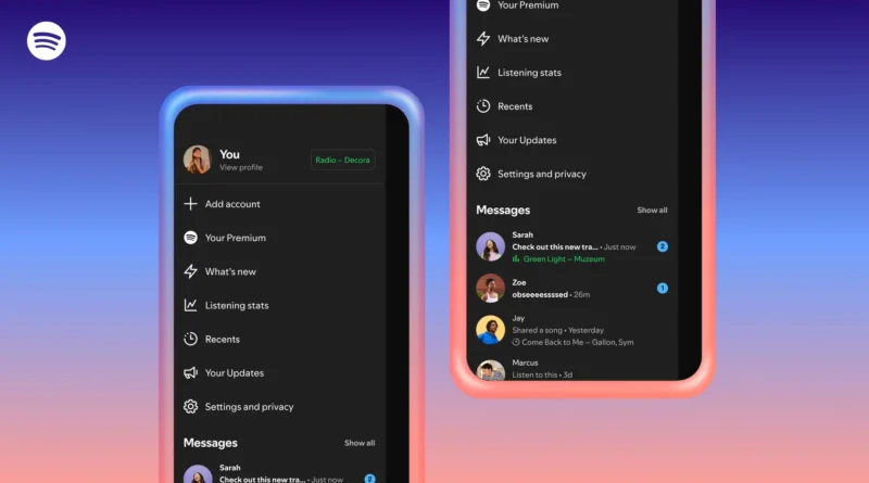Interface do Spotify mostrando atividade de escuta e reações de emoji