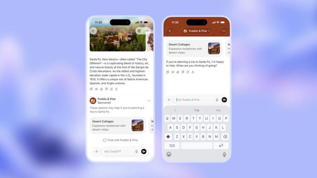 Segundo exemplo de mockup de anuncío no ChatGPT.