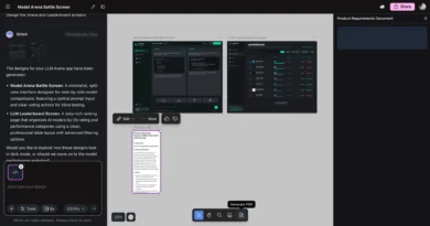 Interface do Google Stitch com projeto em desenvolvimento