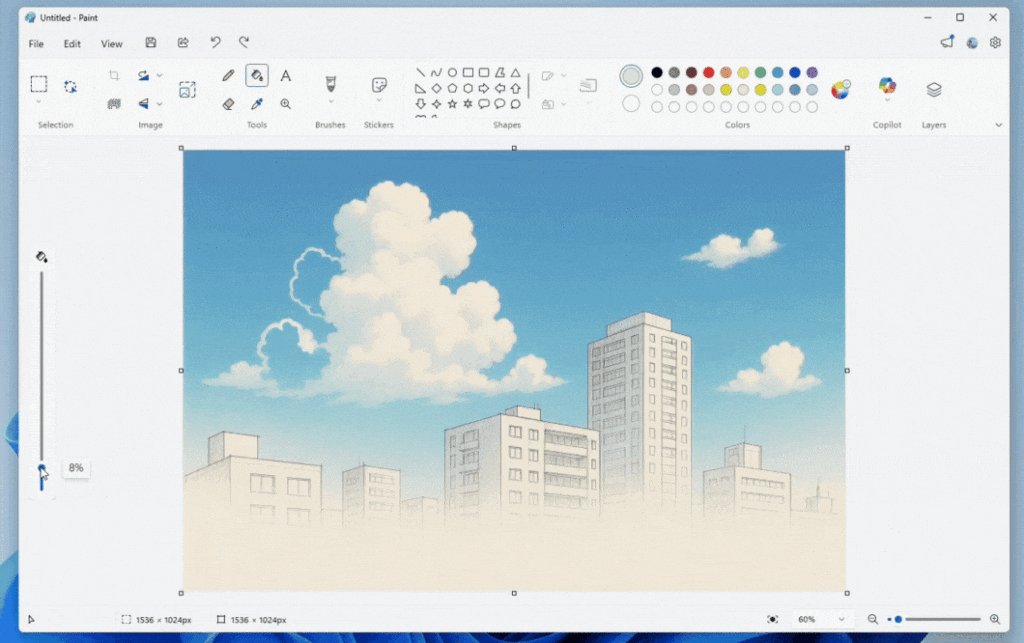 Microsoft Paint ganha IA para criar livros de colorir 3 Demonstração da nova ferramenta de preenchimento aprimorada do Paint