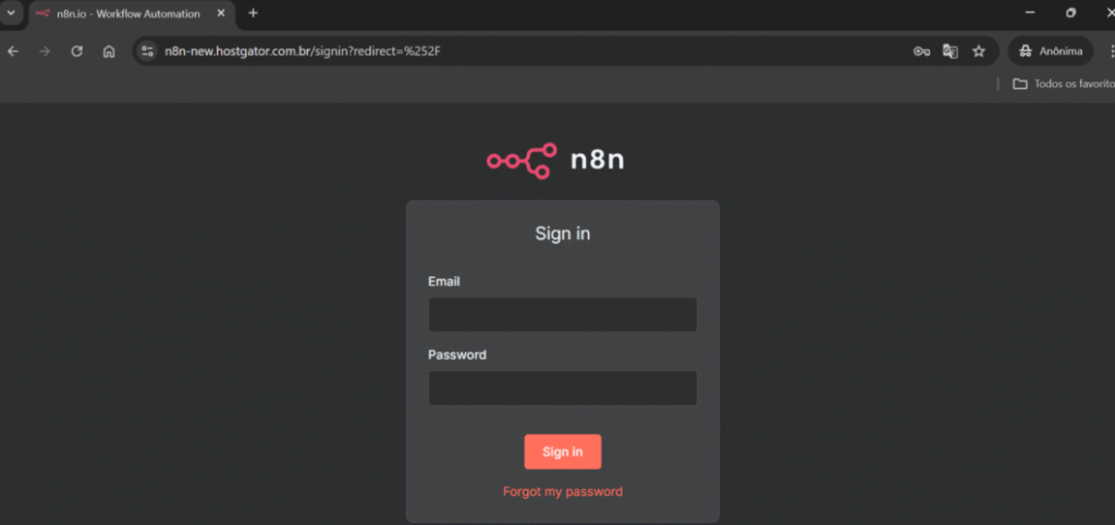 Falha crítica no n8n expõe servidores a execução remota de código 4 tela de login da plataforma n8n