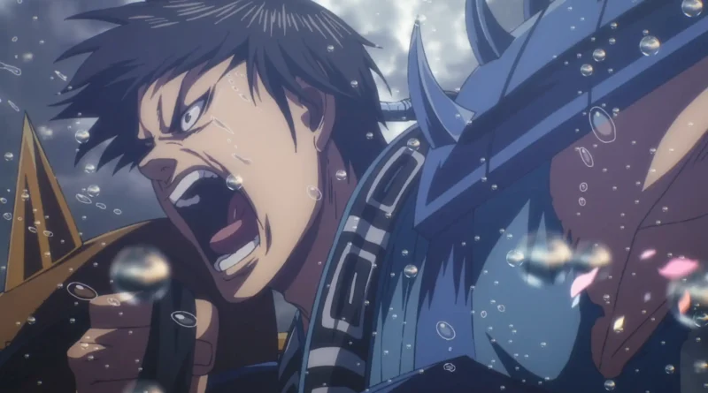 Imagem promocional do anime Kingdom 6 temporada com personagens Shin e Ei Sei.