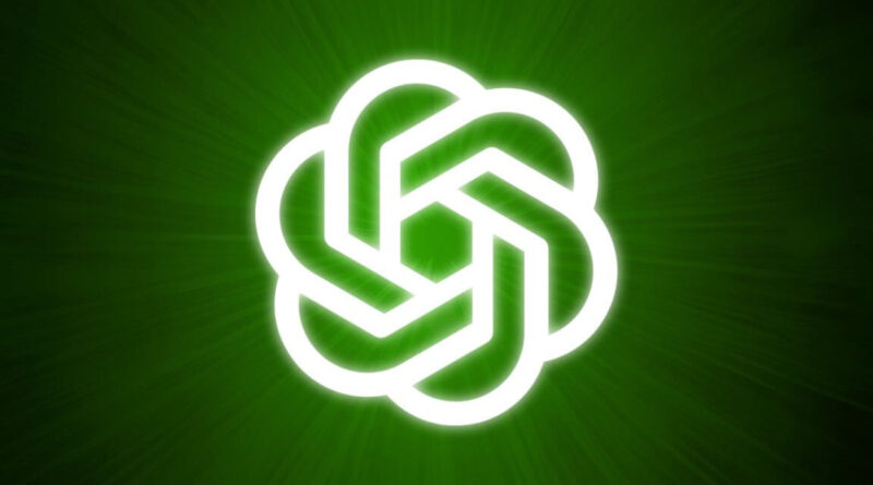 An OpenAI logo over a green background.