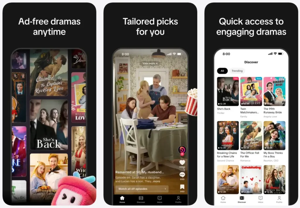 Imagem promocional do aplicativo PineDrama, novo app de microdramas do TikTok