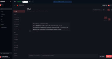 Interface do painel MyClaw mostrando o agente OpenClaw em execução contínua