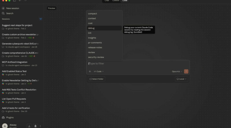 Interface do Claude Code mostrando os novos comandos de barra e integrações SSH