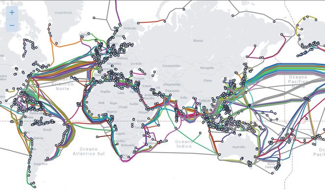 Oceanos estão repletos de cabo submarino de fibra optica