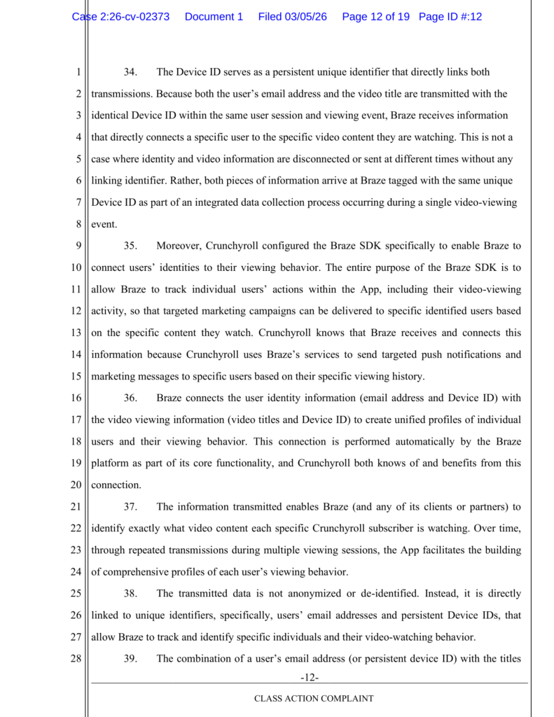 Print de tela de anime transmitido pela Crunchyroll, usada no processo como evidência