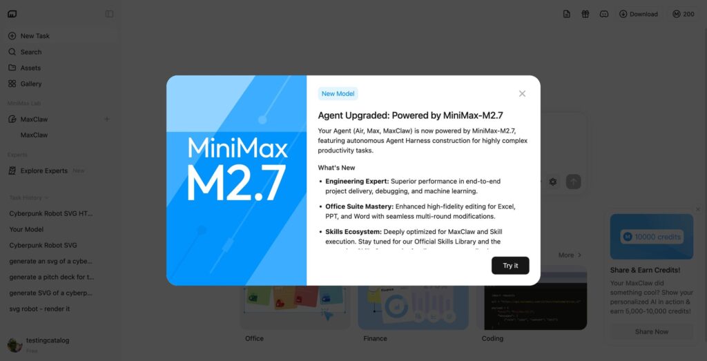 MiniMax M2.7 estreia com agentes e RL avançado 3 MiniMax M2.7 no MiniMax Agent com foco em automação inteligente