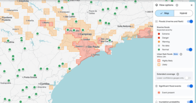 Mapa de risco de enchentes com o Google Flood Hub