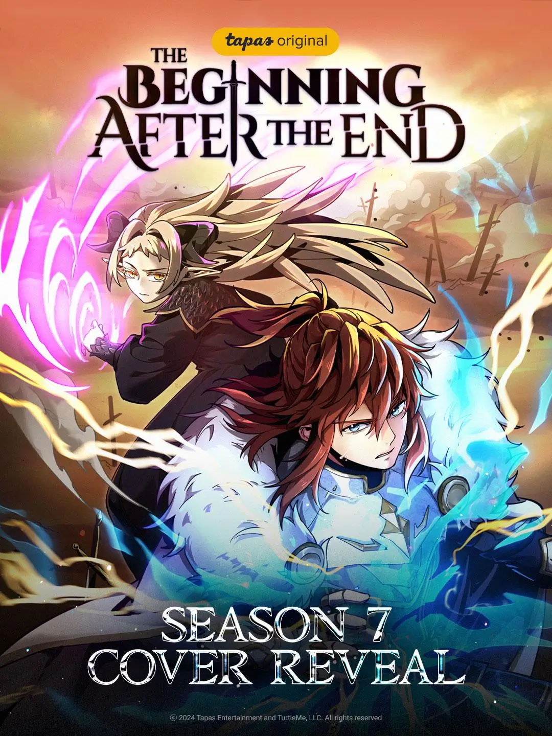 Capa oficial da 7ª temporada do webtoon The Beginning After the End mostrando Arthur Leywin