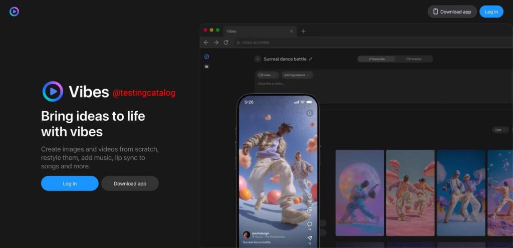 Tela de protótipo mostrando interface colaborativa entre Vibes e Midjourney