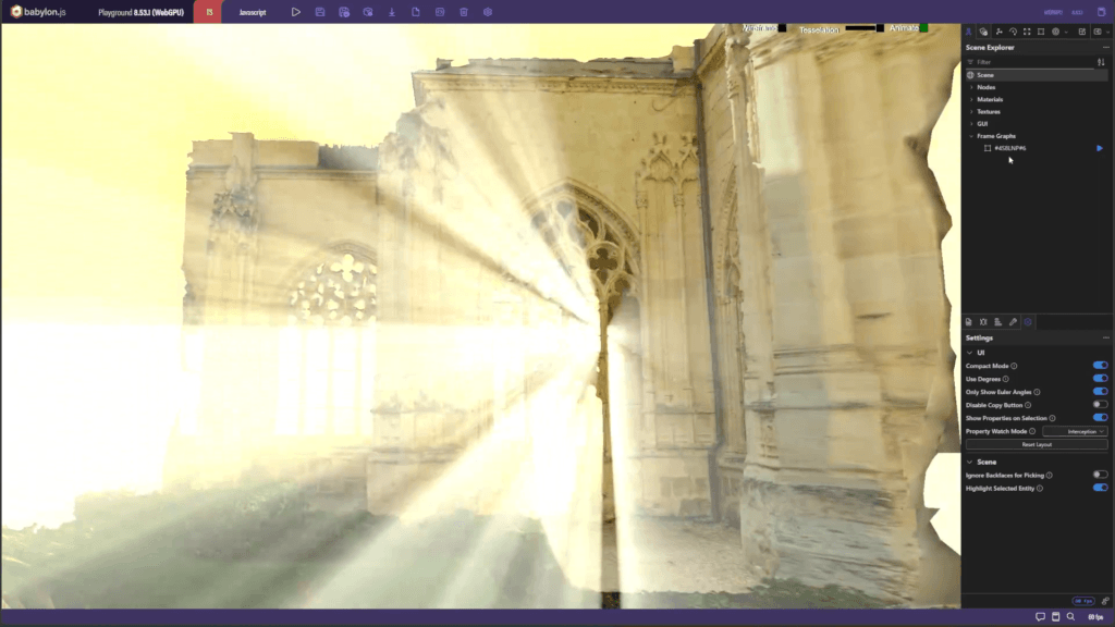 Microsoft lança Babylon.js 9.0 com grandes avanços 3D 13 Visualização do Frame Graph no Babylon.js 9