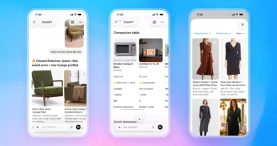 Interface visual do ChatGPT mostrando cartões de produtos de grandes varejistas com IA