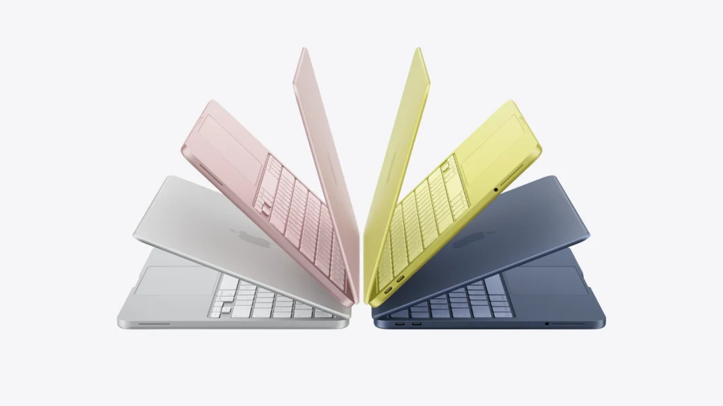 MacBook Neo colorido em quatro versões de cores