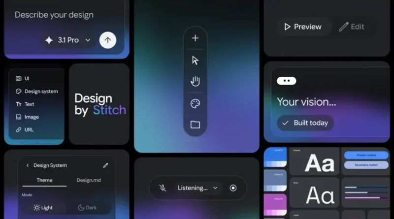 Demonstração do Google Stitch criando interface por IA
