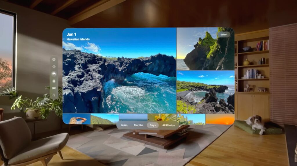 Usuário testando o Apple Vision Pro