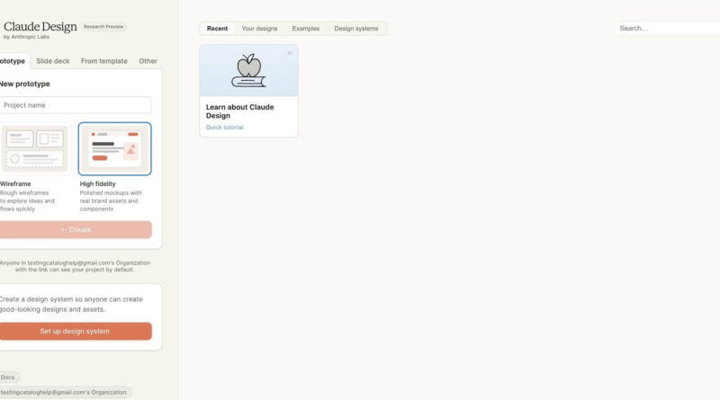 Interface do Claude Design, ferramenta de design com IA desenvolvida pela Anthropic