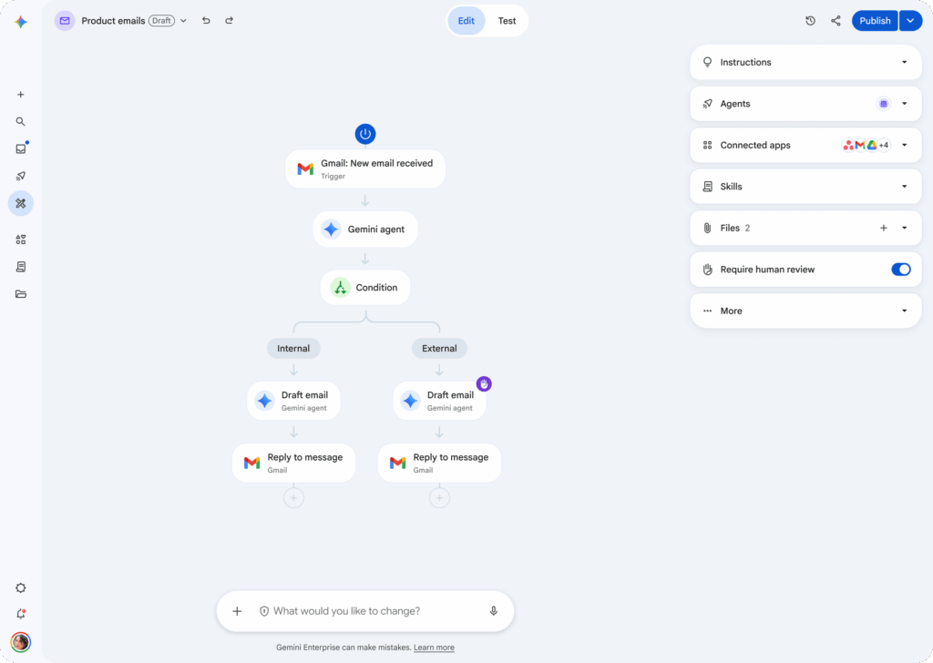 Ferramenta Agent Designer da plataforma Gemini