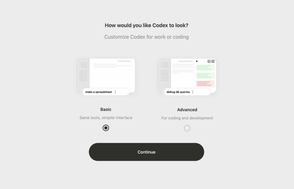 OpenAI testa navegação web e prepara Codex Superapp 4 Menu do novo Codex com ferramentas de gerenciamento de projeto e visualização