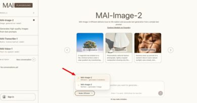 Interface do Microsoft MAI‑Image‑2‑Efficient no Playground, destacando geração de imagens em tempo real