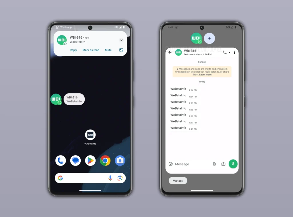 WA NEW CHAT BUBBLE MESSAGING FEATURE ANDROID