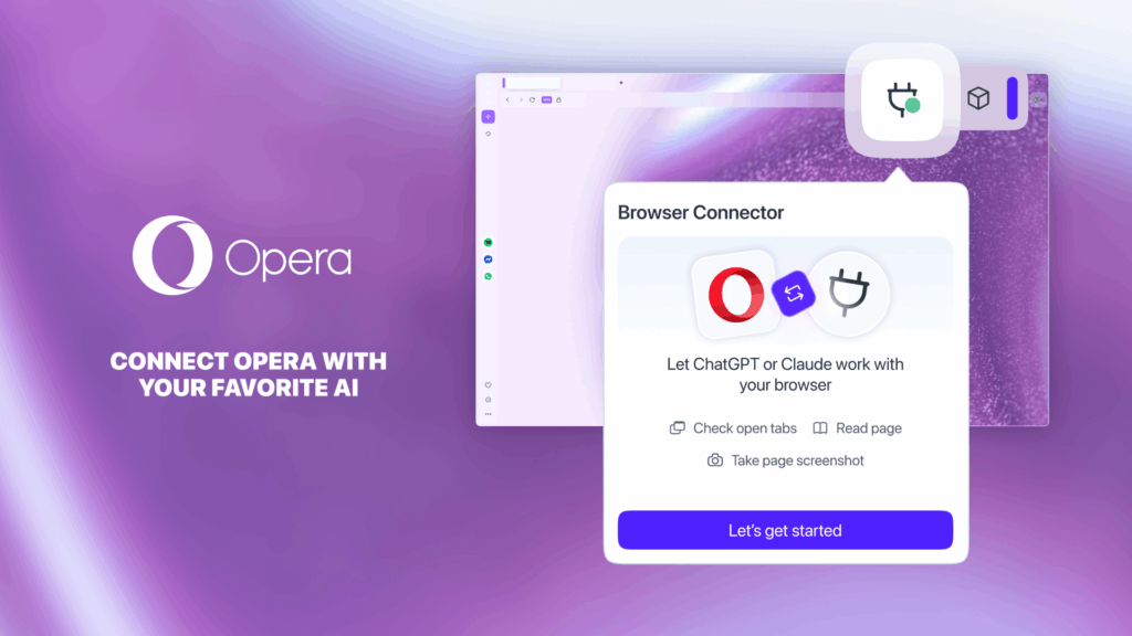 Opera lança Browser Connector para integrar ChatGPT e Claude 2 Interface do Browser Connector do Opera One com ChatGPT e Claude integrados