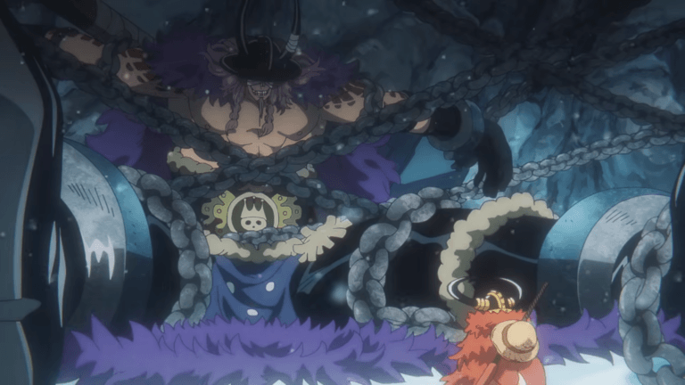 Luffy e Loki se encontram em Elbaf no episódio 1161 de One Piece