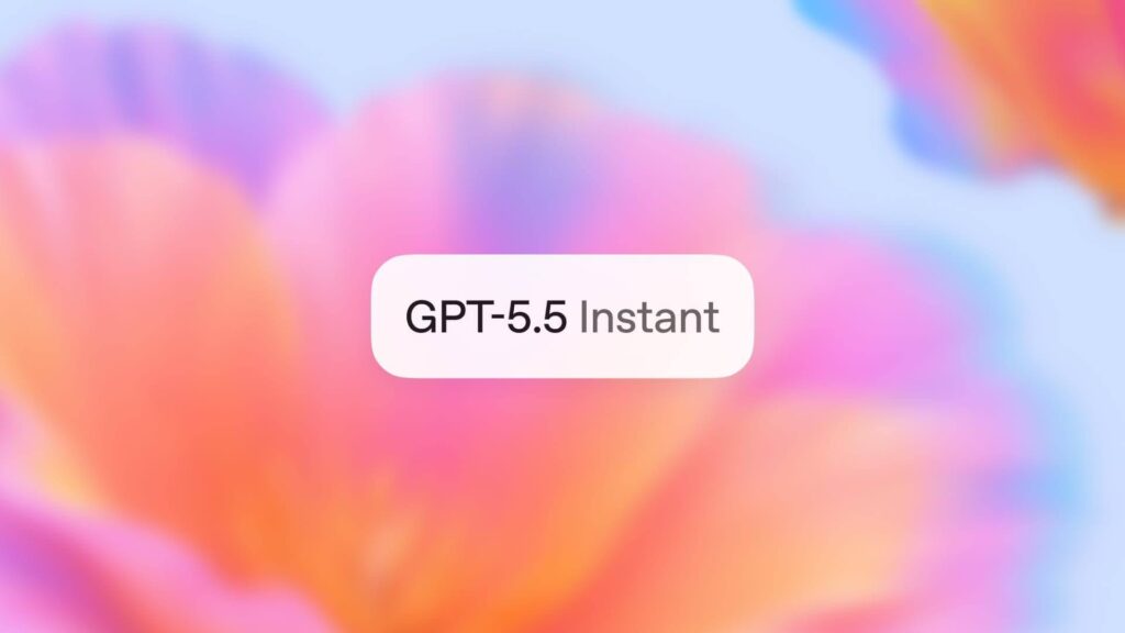 Imagem promocional do GPT-5.5 Instant pela OpenAI, destacando eficiência e clareza nas respostas do ChatGPT.