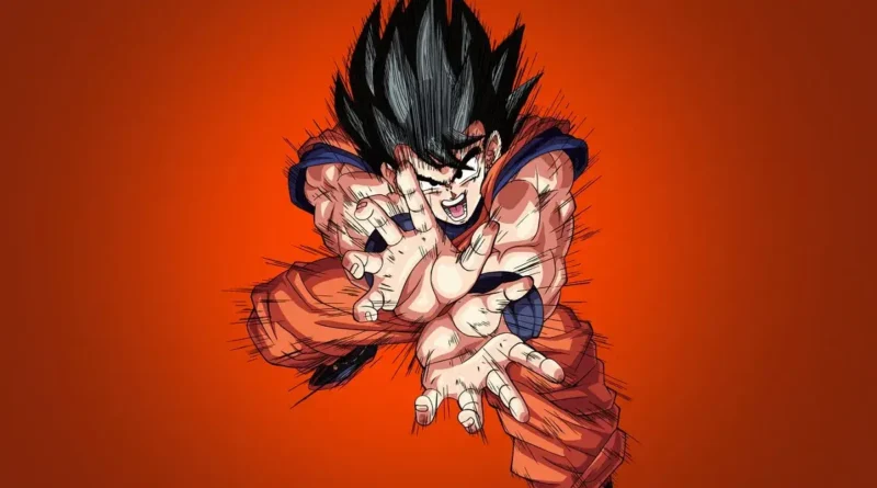 Goku durante batalha em Dragon Ball Z, arte da Toei Animation