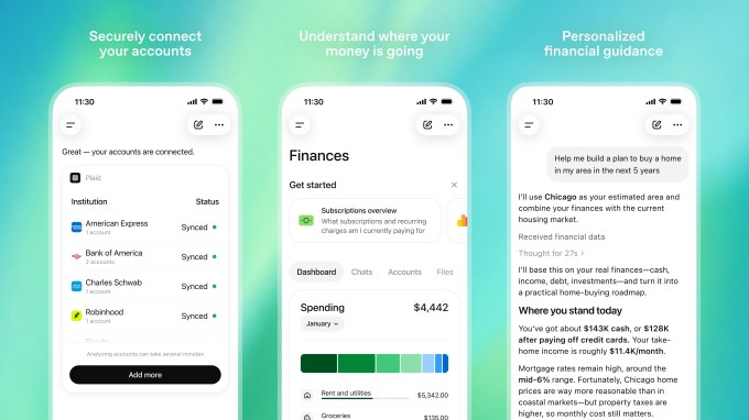 Interface do ChatGPT com finanças pessoais