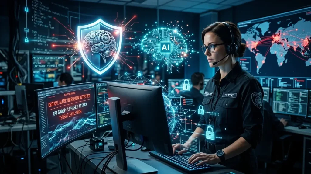 Cadeado digital representando cibersegurança em ambiente de IA