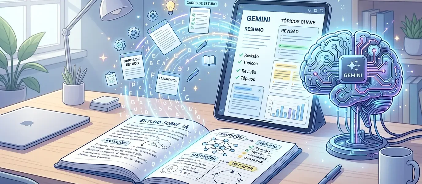 Estudante usa o aplicativo Gemini do Google para digitalizar anotações manuscritas e criar guia de estudo inteligente