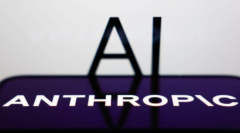 Logo da Anthropic exibido em tela e símbolo de IA.