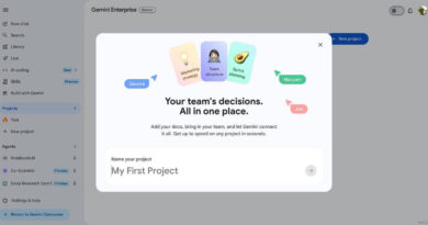 Interface de projetos compartilháveis do Gemini