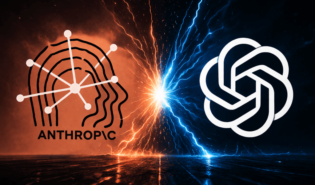 Logotipos da Anthropic e da OpenAI representando nova parceria de IA corporativa