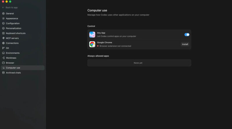 Plugin do Chrome para Codex da OpenAI