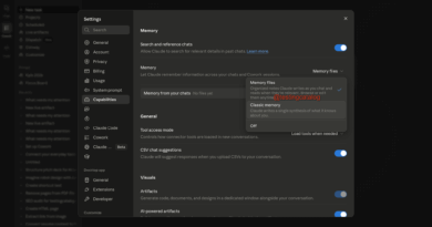 Interface do Anthropic Claude com novo sistema de memória Memory Files