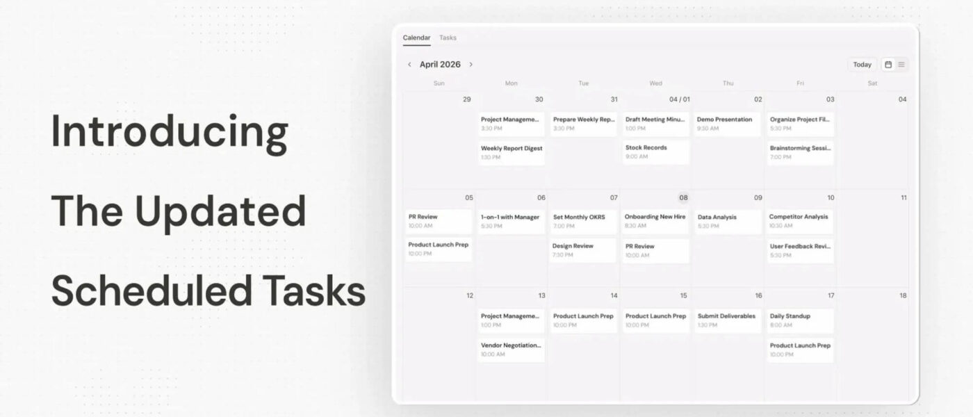 Interface da Manus AI mostrando o painel do Scheduled Tasks 2.0 com calendário de automações