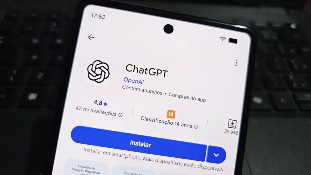 Interface do ChatGPT Android testando a função Find in Chat