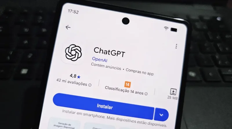Interface do ChatGPT Android testando a função Find in Chat