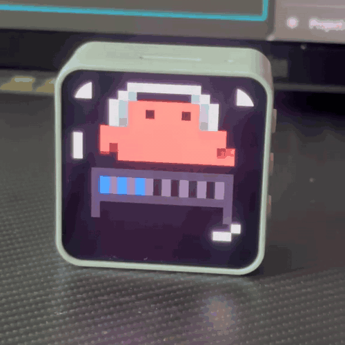 Animação em pixel art do Clawdmeter mostrando consumo de tokens