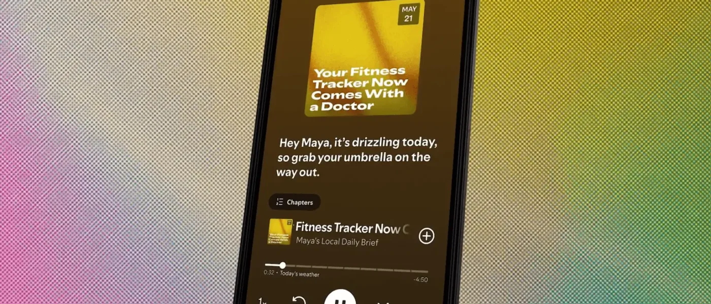 Interface do recurso Personal Podcasts no Spotify com IA
