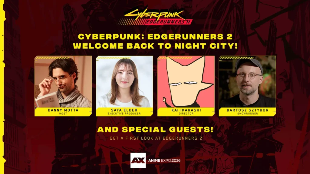 Cyberpunk: Edgerunners 2 é destaque na Anime Expo 2026 3 Apresentação do painel de Edgerunners na Anime Expo