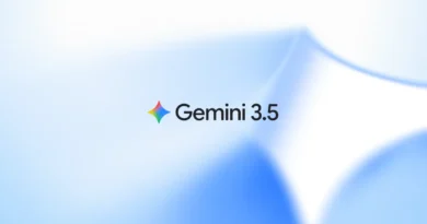 Logo colorido do Gemini 3.5 sobre fundo azul abstrato, representando a nova geração dos modelos de IA do Google.