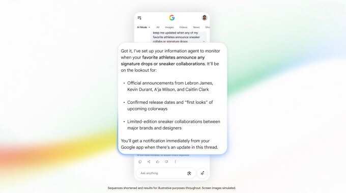 Demonstração dos agentes de informação no Google Search