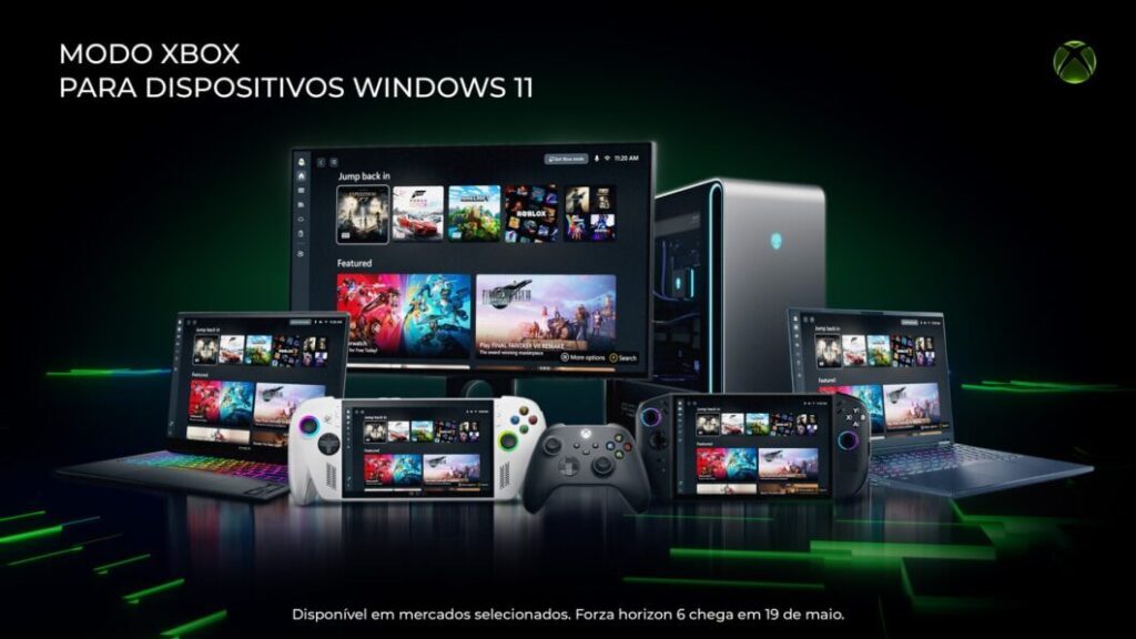 Modo Xbox no Windows 11 interface em tela cheia
