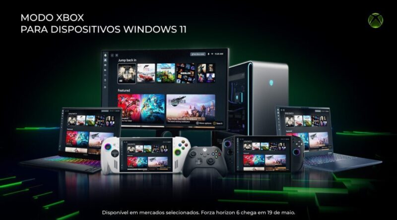Modo Xbox no Windows 11 interface em tela cheia