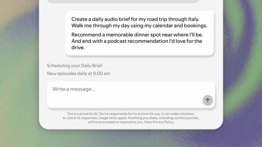 Janela do app Studio by Spotify Labs com assistente de IA