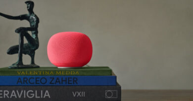 Google Home Speaker com Gemini em cor Berry para casa inteligente